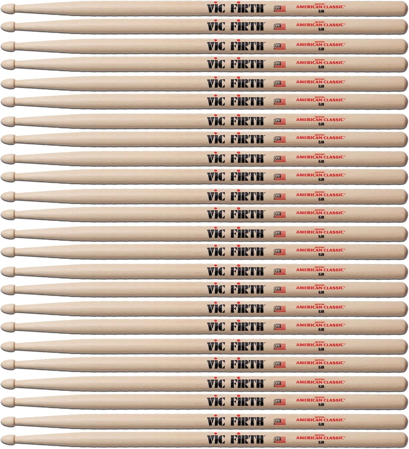 Vic Firth American Classic 5B Drumsticks - Pack of 12 Pairs, VIC-12X5B