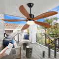 Yahada 72 Inch Ceiling Fan with Light and Remote Control, USA Patented Indoor and Outdoor Ceiling Fan with 5 Blades, 3 Downrods, Timer, 6 Speed ETL Certified DC Motor, Ideal for Bedroom Patio, Walnut