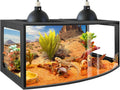 PROLEE Bearded Dragon Tank, Curved Reptile Enclosure with 3-Side Clear Acrylic Panels, Spacious Lizard Tank with Metal Mesh Top and Lockable Door for Reptile Habitat (Black, 32' Length,34 Gallons)