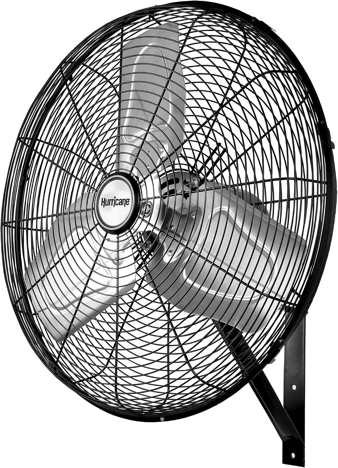 Hurricane 30' Pro Commercial Grade Oscillating Wall Mount Fan, Black - Heavy-Duty All-Metal Corded Electric Air Cooling Unit for Home, Garage, Greenhouse, or Workshop