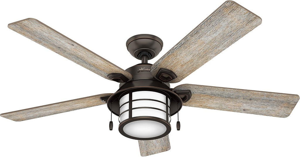 Hunter Fan 54 in. Outdoor Ceiling Fan with Light in Onyx Bengal (Renewed)