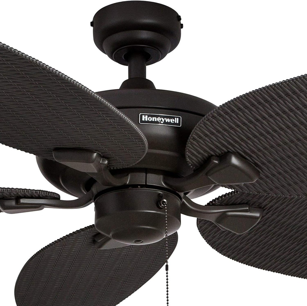 Honeywell Duval 52' Tropical Indoor Outdoor Ceiling Fan, 5 Blades, Bronze