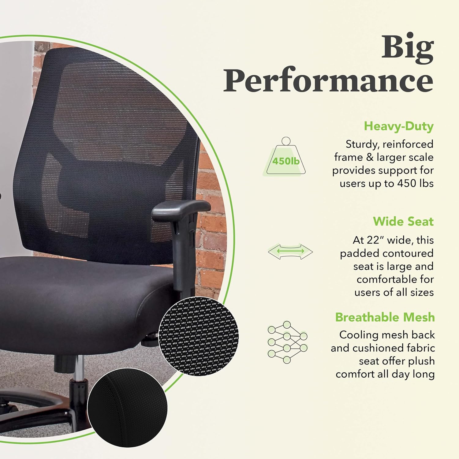 HON Crio Big and Tall Ergonomic Mesh Office Chair, Extra‑Wide High‑Back Desk Chair with Adjustable Arms, Lumbar Support, Heavy‑Duty Tilt Recline, Swivel Wheels, Black Frame, Black