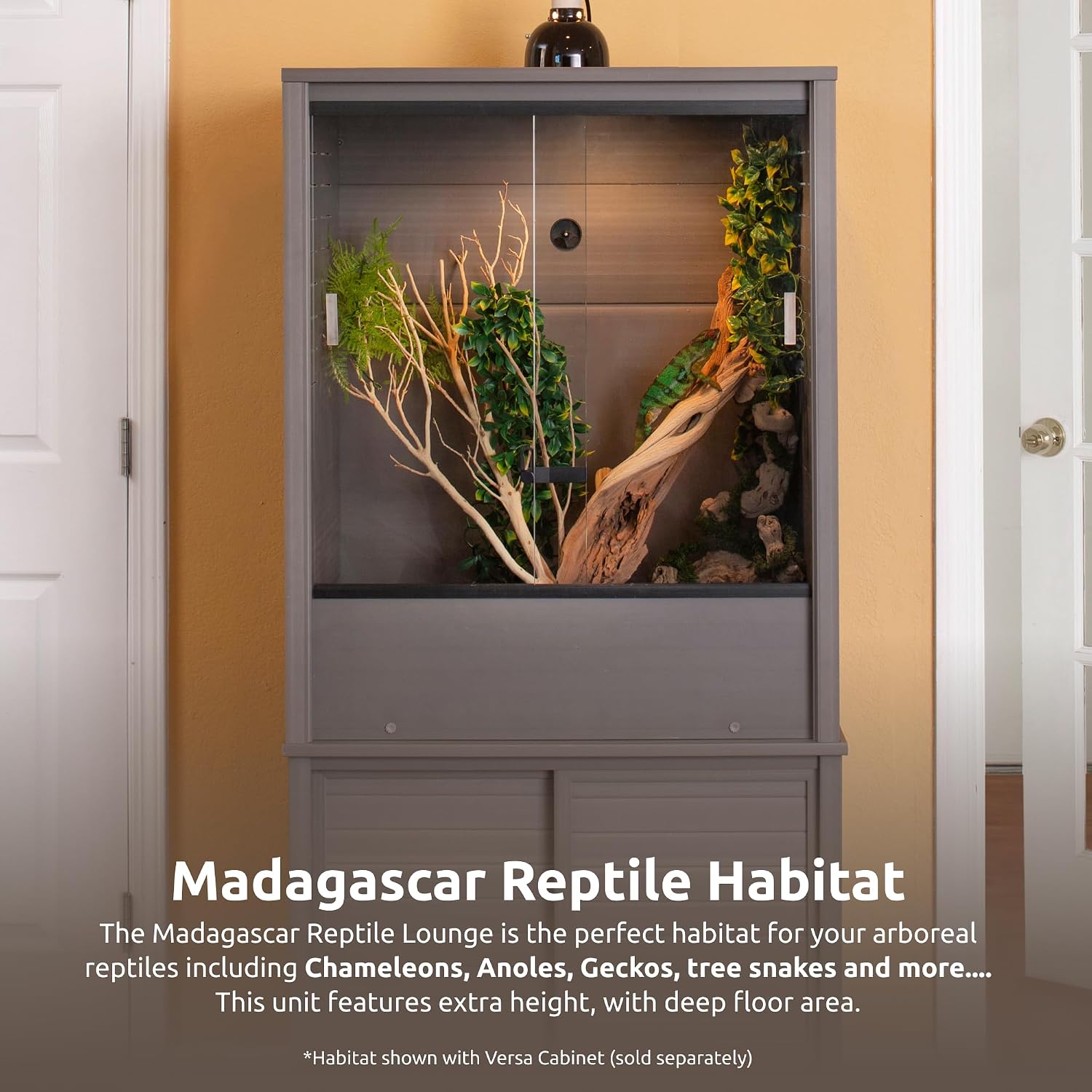New Age Pet® Madagascar Vertical Reptile Lounge Habitat, (30' L x 24' W x 36' H) Arboreal Chameleon Cage Made with ECOFLEX®, Non-Toxic & Eco-Friendly Materials, Quick & Easy Assembly
