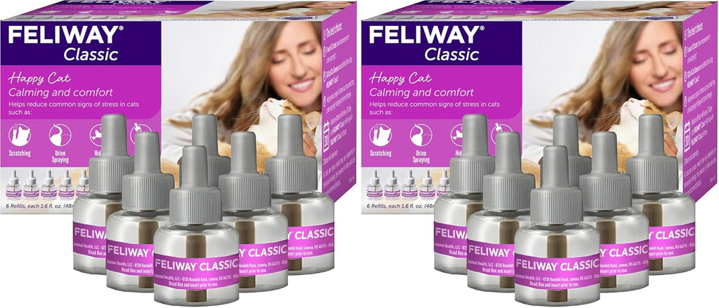 FELIWAY® Classic 30 Day Cat Calming Refills for Pheromone Diffuser,48ml Value Pack - Helps Reduce Common Signs of Stress in Cats & Kittens,Enhanced Calming,(Pack of 12)