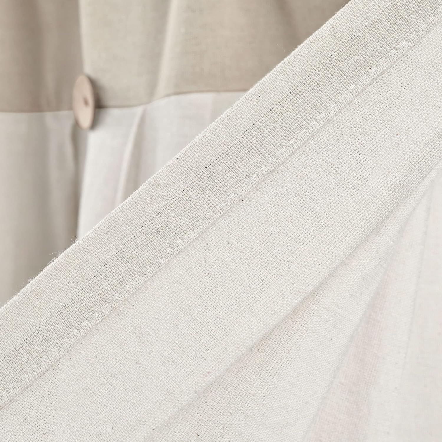 Lush Decor Linen Button Valance | 52'W x 18'L | Farmhouse Style | Coconut Husk Buttons | Pack of 12