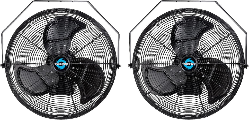 Tornado 2 Pack 20 Inch Outdoor Rated IPX4 Water-Resistant High Velocity Fan Industrial Workstation Wall Mount Fan For Commercial, Industrial, Greenhouse Use 3 Speed 4750 CFM UL Safety Listed