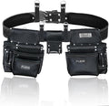 FUERI Full Grain Leather tool belts for men, Heavy-duty Carpenter Tool Rig organizer with 17 Pockets pouches, hammer holder, 4-Suspender loops, and a foam-padded belt for Framers, and Electricians
