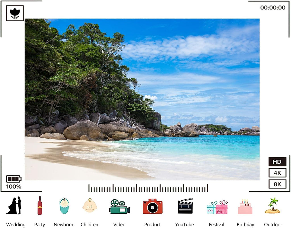 Trykid 20x10ft Turquoise Beach Tropical Serene Coastal Backdrop Clear Lush Idyllic Photography Background Relaxed Tapestry Party Decoration Photo Studio Prop Fabric