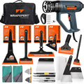 WRAPXPERT Window Tint Tools for Windshield/Rear/Side/Quarter Glass Window Film Installation, 20-in-1 Kits with LCD Heat Gun, Car Tint Squeegees, Utility Knives, Metal Trimming Scraper, Cleaning Cloth