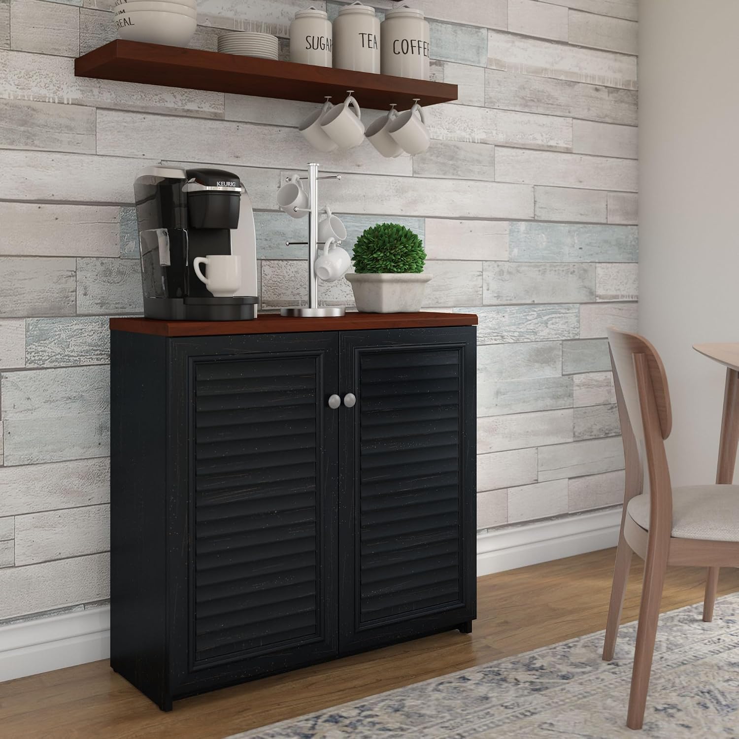 Bush Furniture Accent Cabinet with Doors and Shelves | Fairview Collection Modern Sideboard Buffet for Home Office | 32Wx13Lx31H