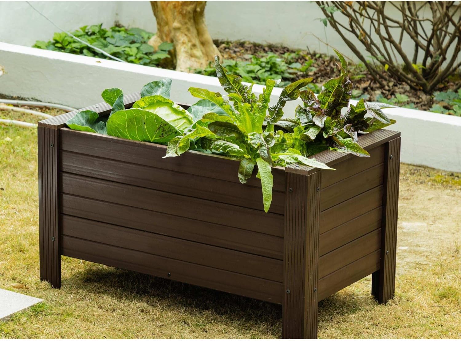 New Age Pet 36' ECOFLEX Rectangular Planter, Walnut