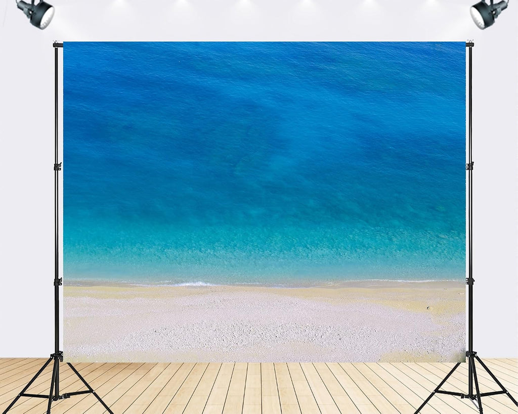 Trykid 20x10ft Turquoise Ocean Pebble Beach Backdrop Crystal Clear Water Pristine Coastal Landscape Photography Background Tropical Vacation Tapestry Party Decoration Photo Studio Prop Fabric