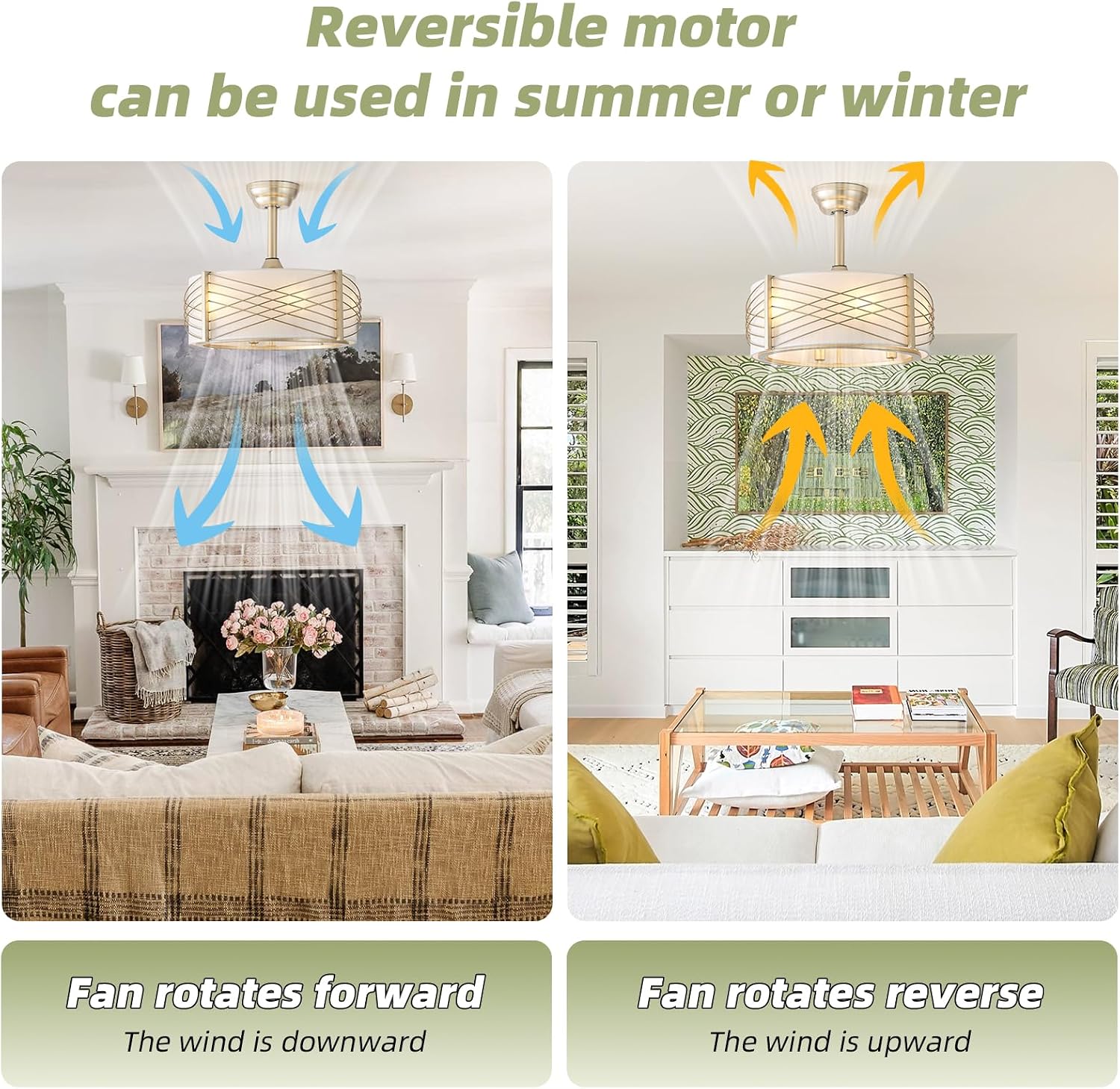 20' Fandelier Ceiling Fans with Lights, Gold Caged Boho Ceiling Fan with Light Remote Control, Mid-Century Modern with 6 Speeds for Bedroom, Nursery, Living Room