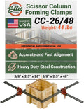 Ellis Manufacturing Company Scissor Column Forming Clamps - Clamp Set for Carpentry & Construction - Net Concrete 6' - 12' & 10' - 24' - Bar Size 3/8' x 2' x 26' & 3/8' x 2' x 48'