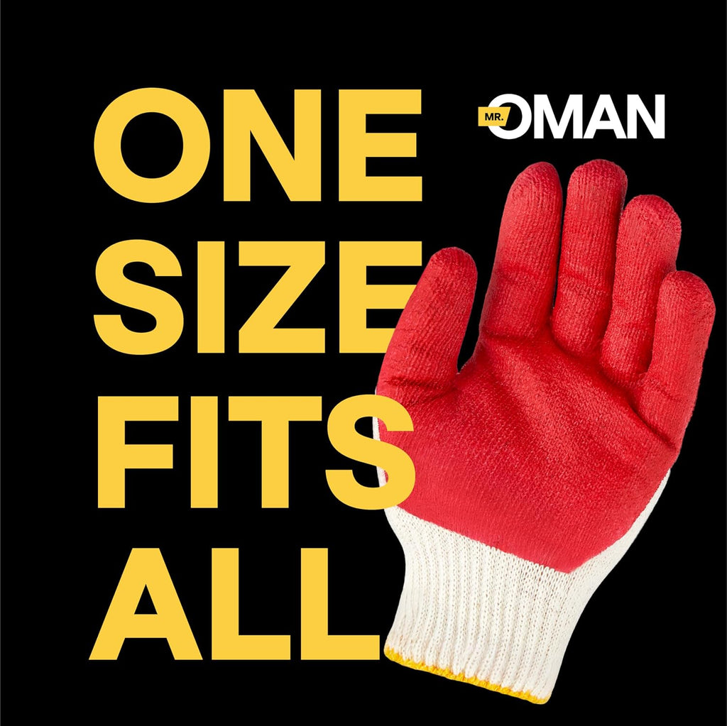 Oman Work Gloves Bulk, Latex Coated Work Gloves, Red Dipped Coated Gloves from Korea for Construction & Gardening