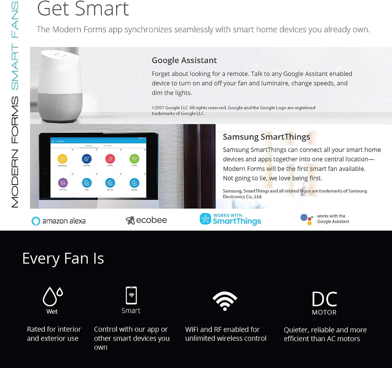 Vox 38 in Smart Indoor and Outdoor Smart Flush Mount Ceiling Fan in Bronze with Remote Control 2700K