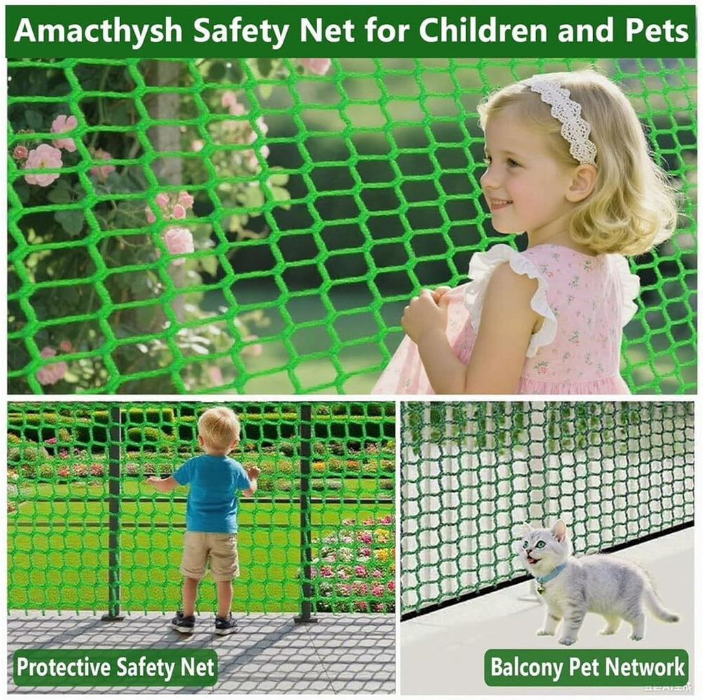 Safety Rope Net for Kids Balcony Netting for Pets Stair Railings Protection Nets Playground Sports Nets Green Climbing Safety net(3 * 3m)