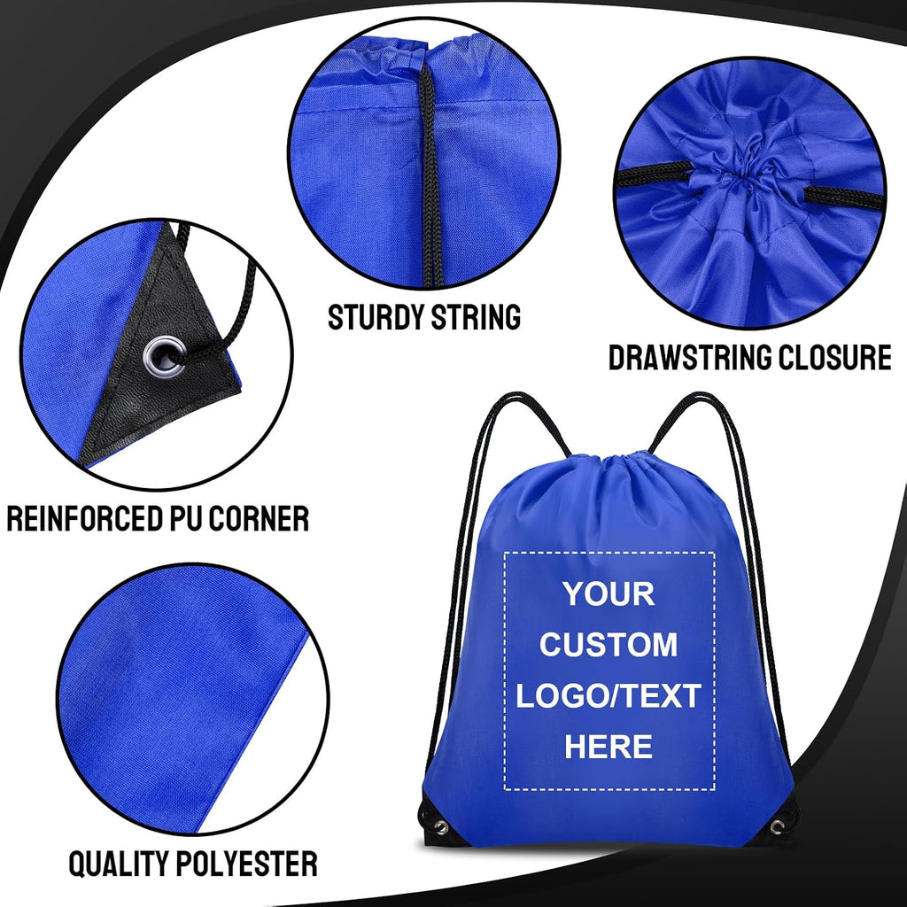 Grneric 100 Pcs Custom Drawstring Bags, Bulk Personalized Backpacks Promotional Item with Your Logo for Gym, Team Activities, Yellow