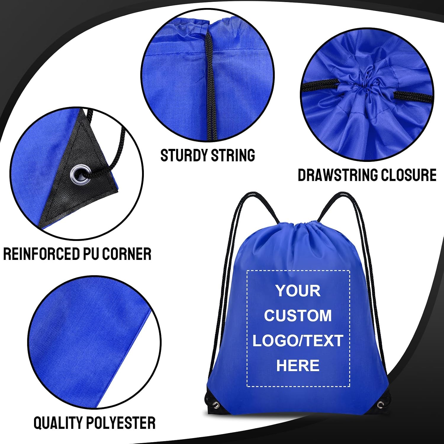 Grneric 100 Pcs Custom Drawstring Bags, Bulk Personalized Backpacks Promotional Item with Your Logo for Gym, Team Activities, Yellow