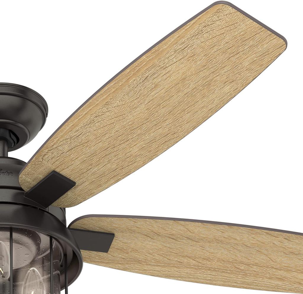 Hunter 52 inch Outdoor or Indoor Ceiling Fan with LED Lights and Remote Control - Bronze Ceiling Fan, Standard Mount, 5 Blades, For Patio, Porch, Garage, or Living Room - Coral Bay 59420, Noble Bronze