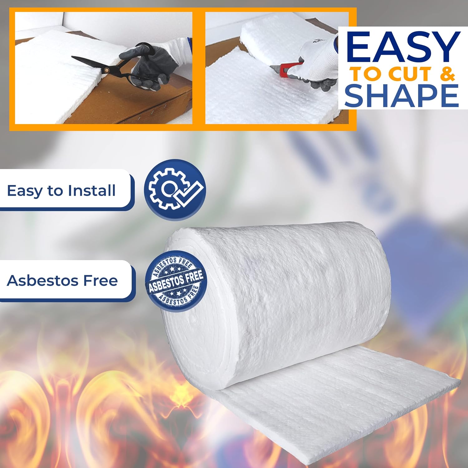 SIMOND STORE Ceramic Fiber Insulation Blanket - 1' x 24' x 300' (25'), 8# 2600F, High Temperature Insulation Baffle for Fireplace, Stove, Pizza Oven, Forge, Furnace, Kiln, Chimney, Boiler, Dishwasher