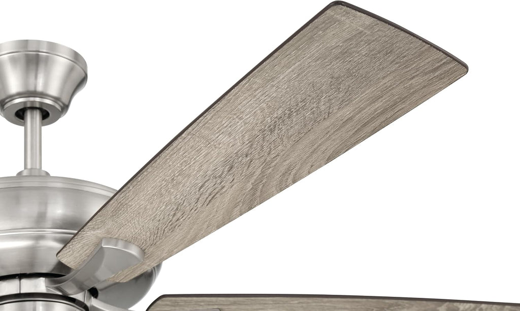 Craftmade 52' Eos 4 Light Ceiling Fan in Brushed Polished Nickel Finish with Reversible Driftwood/Walnut Blades