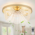 Bella Depot 20' Boho Ceiling Fan with Light, Flush Mount Beaded Fandelier Chandelier Fan, 6 Speeds Reversible Bladeless Ceiling Fan for Bedroom Living Room Kitchen (Crystal)