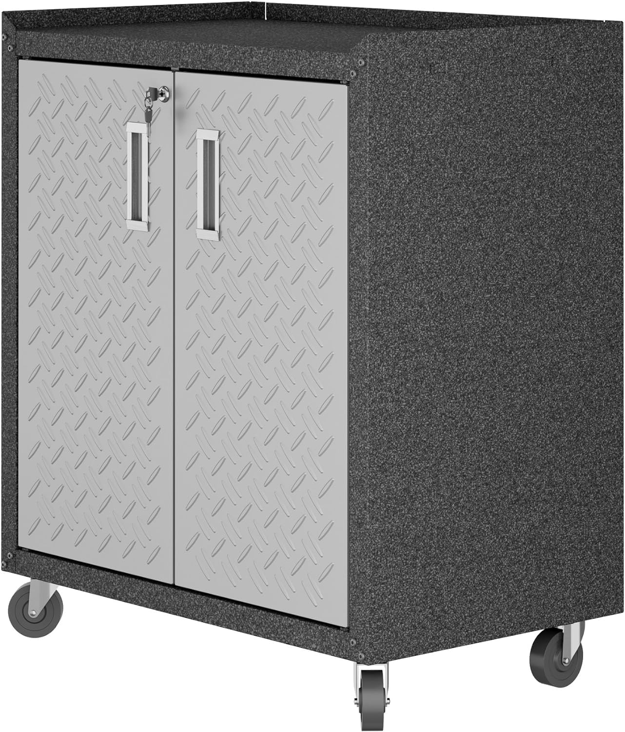 Manhattan Comfort Fortress Collection Modern Designed Mobile Storage Garage Cabinet Great For Tools and Supplies, Stainless Steel