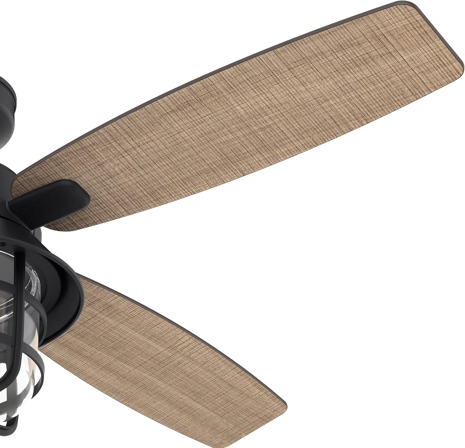 Hunter 52 inch Outdoor or Indoor Ceiling Fan with LED Light and Remote Control - Black Ceiling Fan, Standard Mount, 4 Blades, For Patio, Porch, or Living Room - Port Royale 50391, Natural Black Iron