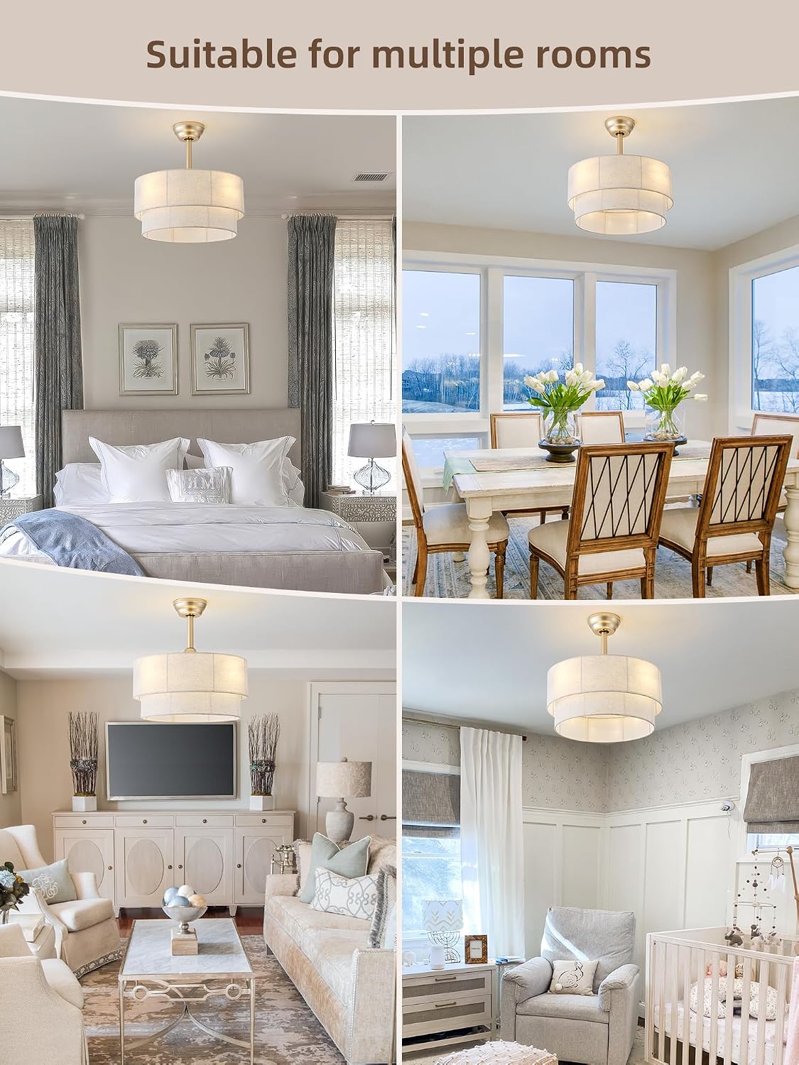 20' Boho Fandelier Ceiling Fans with Lights, Fabric Chandelier Ceiling Fan with Light Remote Control, Caged with 6 Speeds for Living Room, Bedroom, Nursery.
