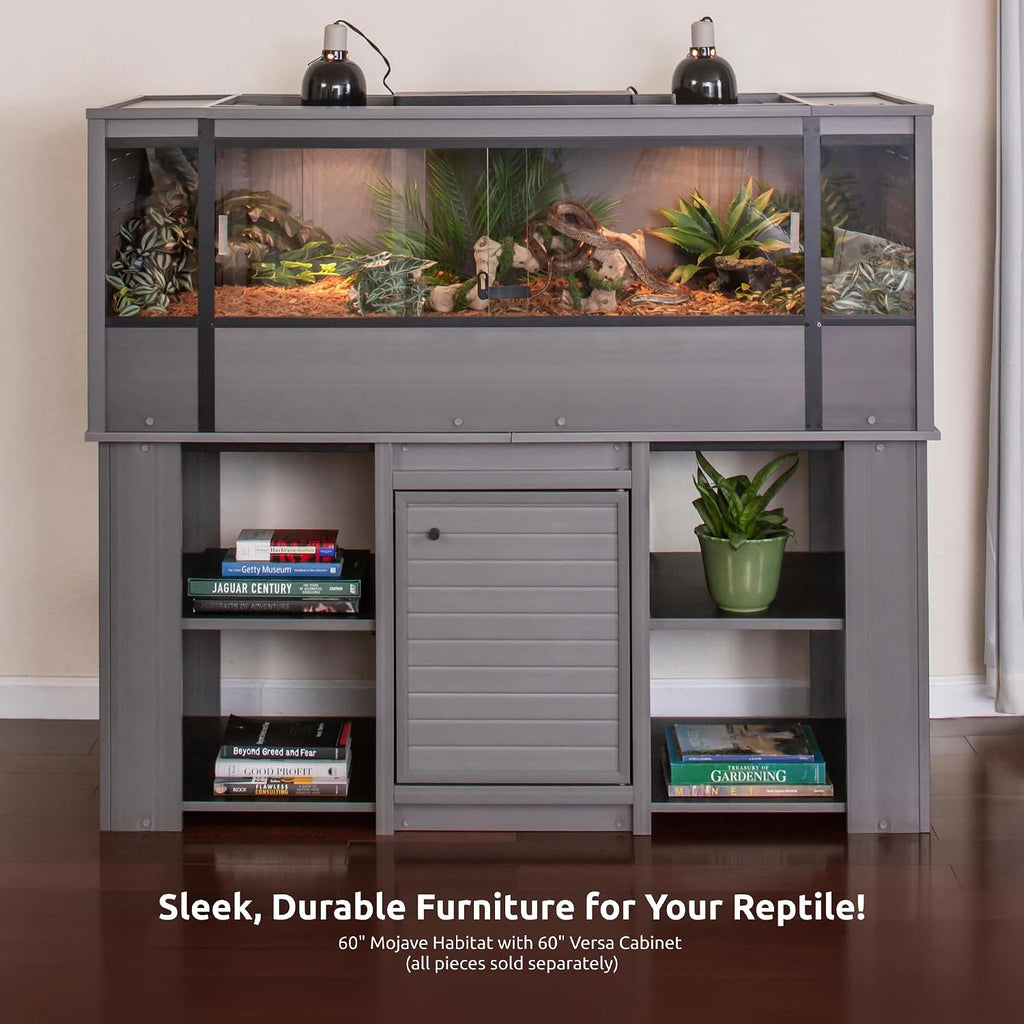New Age Pet ECOFLEX 60' Storage Cabinet for Pets in Grey, Durable Wood Plastic Composite, Non Toxic, Easy Assembly, Ideal for Bedding, Food, Toys, XL Mojave Reptile Habitat Compatible