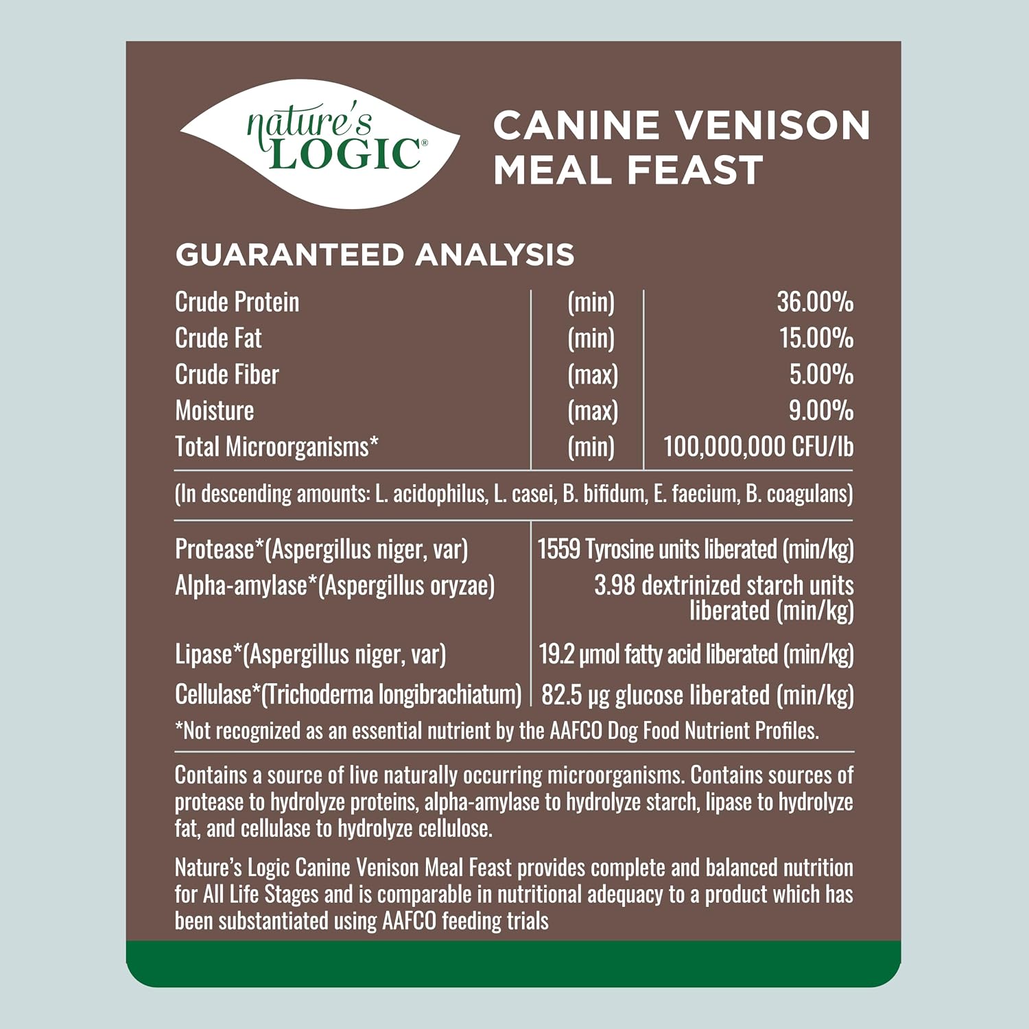 Nature's Logic Dry Dog Food - 100% Natural - No Synthetics - for All Ages, Sizes, Breeds - Free from Common Allergens, High Protein - Venison Meal Feast, 25lbs