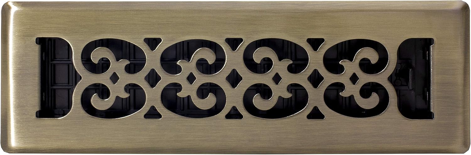 Decor Grates SPH210 Scroll Design Floor Register, 2x10 Inches, Antique Brass Finish (Pack of 8)