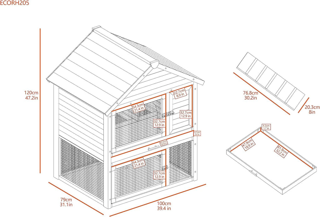 New Age Pet ECOFLEX® Huntington Outdoor Townhouse Rabbit Hutch