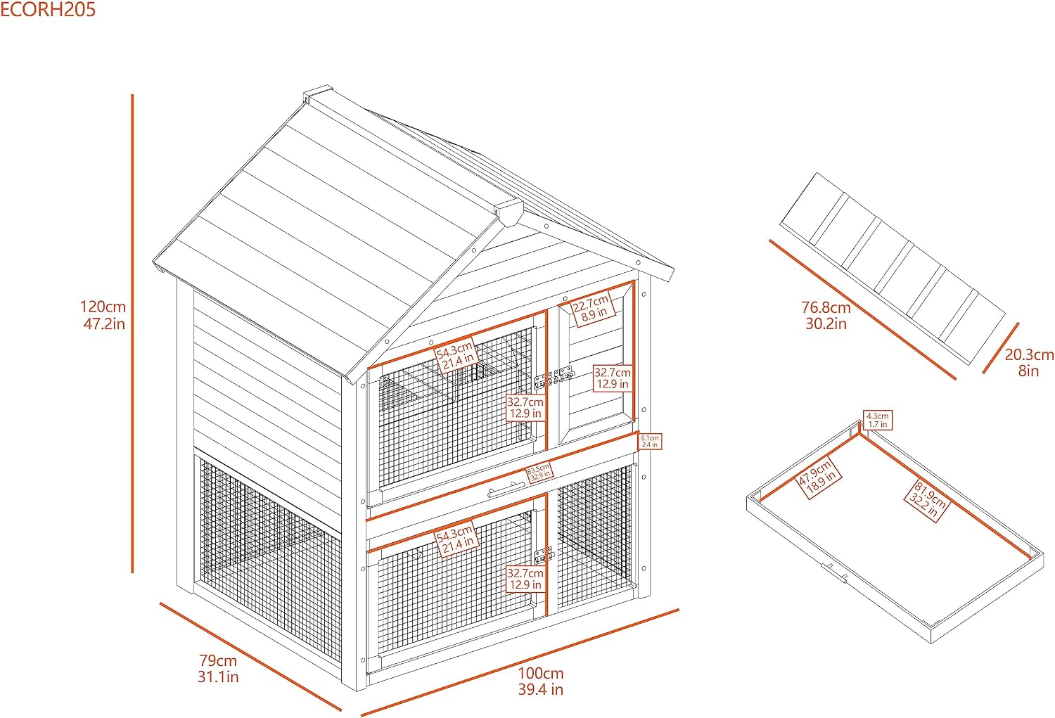 New Age Pet ECOFLEX® Huntington Outdoor Townhouse Rabbit Hutch