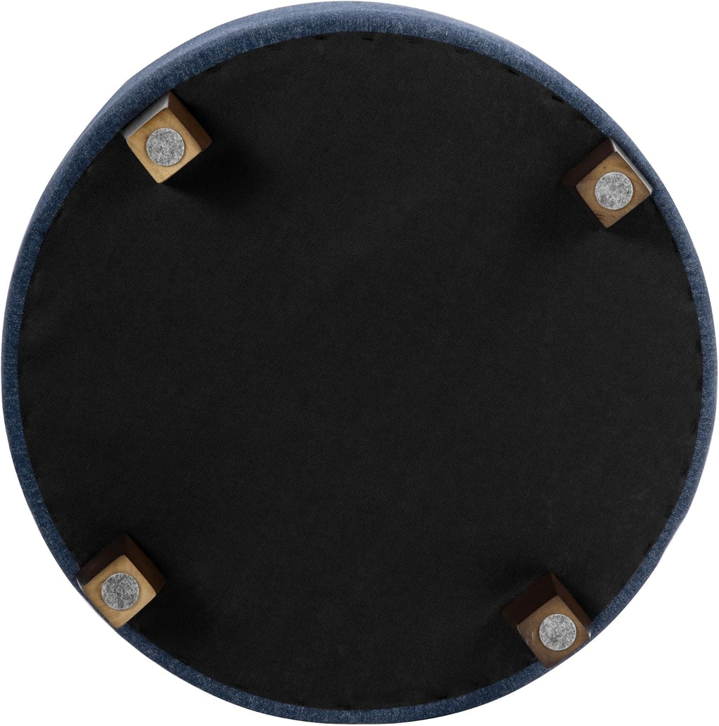 HomePop 24' Large Round Storage Ottoman - Blue Woven Fabric