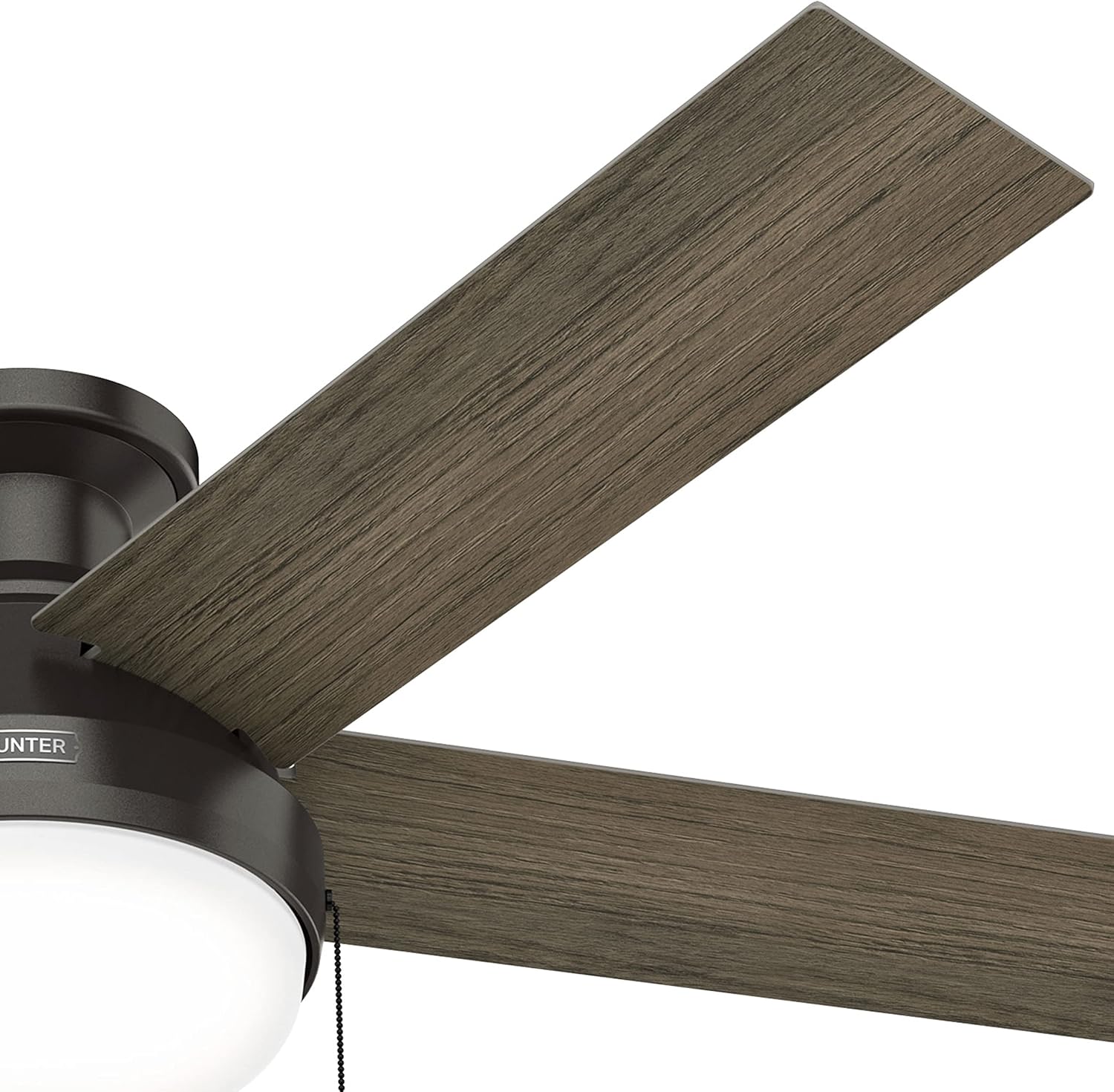 Hunter Fan 52 inch Low Profile Noble Bronze Indoor Ceiling Fan with LED Light Kit and Pull Chain (Renewed)