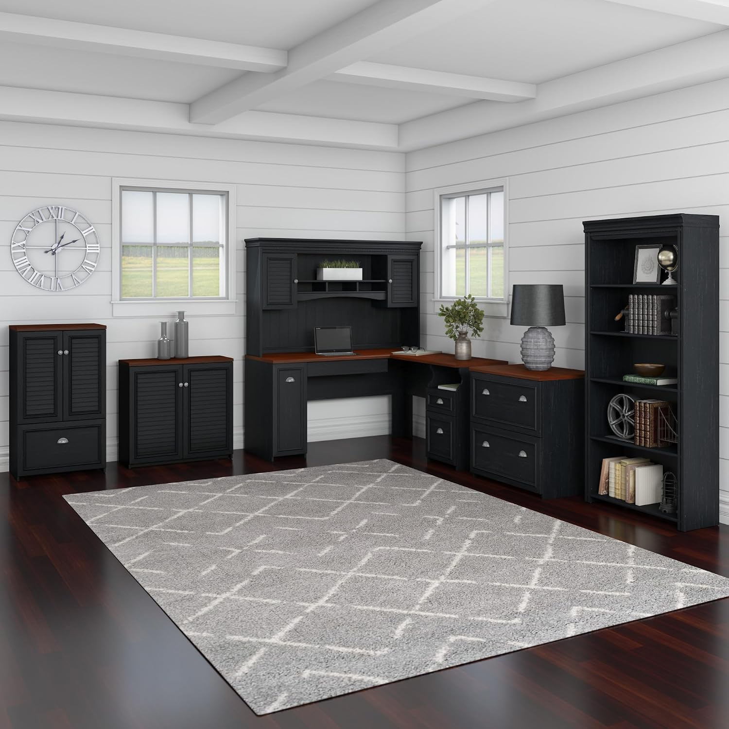 Bush Furniture Accent Cabinet with Doors and Shelves | Fairview Collection Modern Sideboard Buffet for Home Office | 32Wx13Lx31H