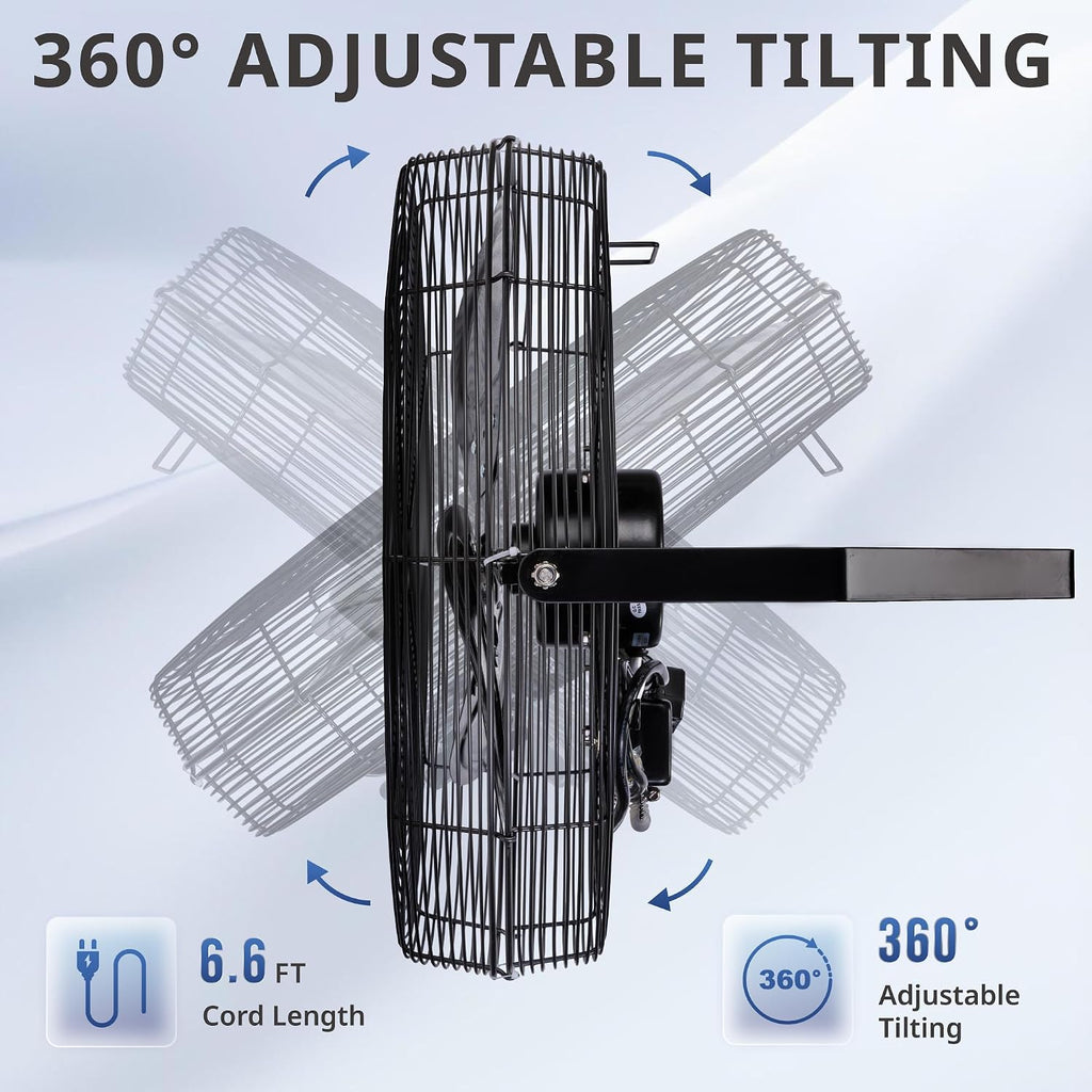Tornado 20-Inch High Velocity Outdoor Wall Fan, IPX4 Water-Resistant, 3-Speed 4750 CFM, UL Safety Certified for Industrial, Commercial, Residential & Greenhouse Use