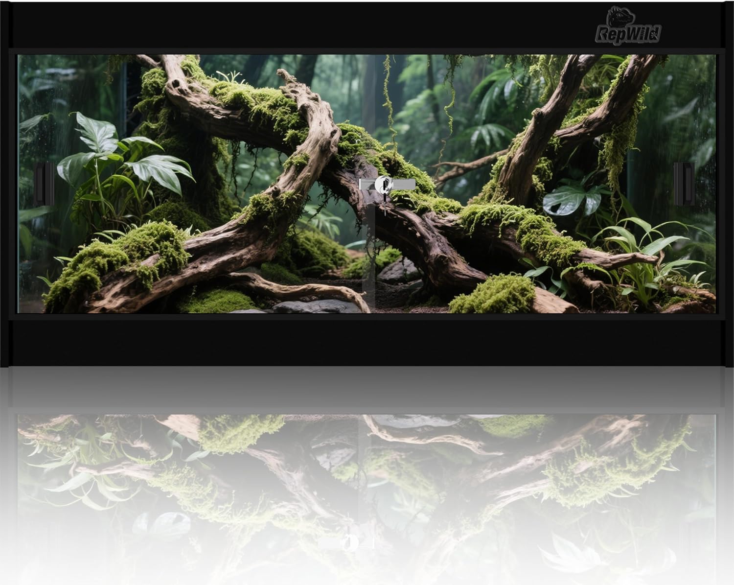 20 Gallon PVC Reptile Enclosure, RepWild 24'x18'x12' Terrarium/Tank with Heavy-Duty Screen Top, Glass Sliding Doors & Lock for Bearded Dragons, Ball Python, Geckos, Lizards