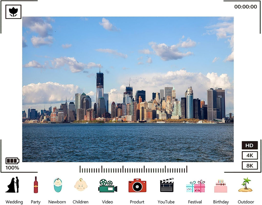 Trykid 20x10ft Waterfront City Skyscrapers Backdrop Clear Sky Modern Metropolis Photography Background Urban Landscape Tapestry Party Decoration Photo Studio Prop Fabric