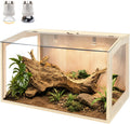 PROLEE Bearded Dragon Tank, Lizard Tank with Clear Tempered Glass, Anti-Scratch Reptile Enclosure, Reptile Tank Built-in Light Fixtures with Switch (24X16X16inch,24 Gallon)