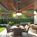 Ceiling Fans with Lights and Remote, 52 Inch Outdoor Fans for Patios, USA Original Patent, ETL Listed, 3 Downrods, 5 Blades, 6 Speeds Reversible Noiseless DC Motor Wood Fans for Farmhouse, 52', Walnut
