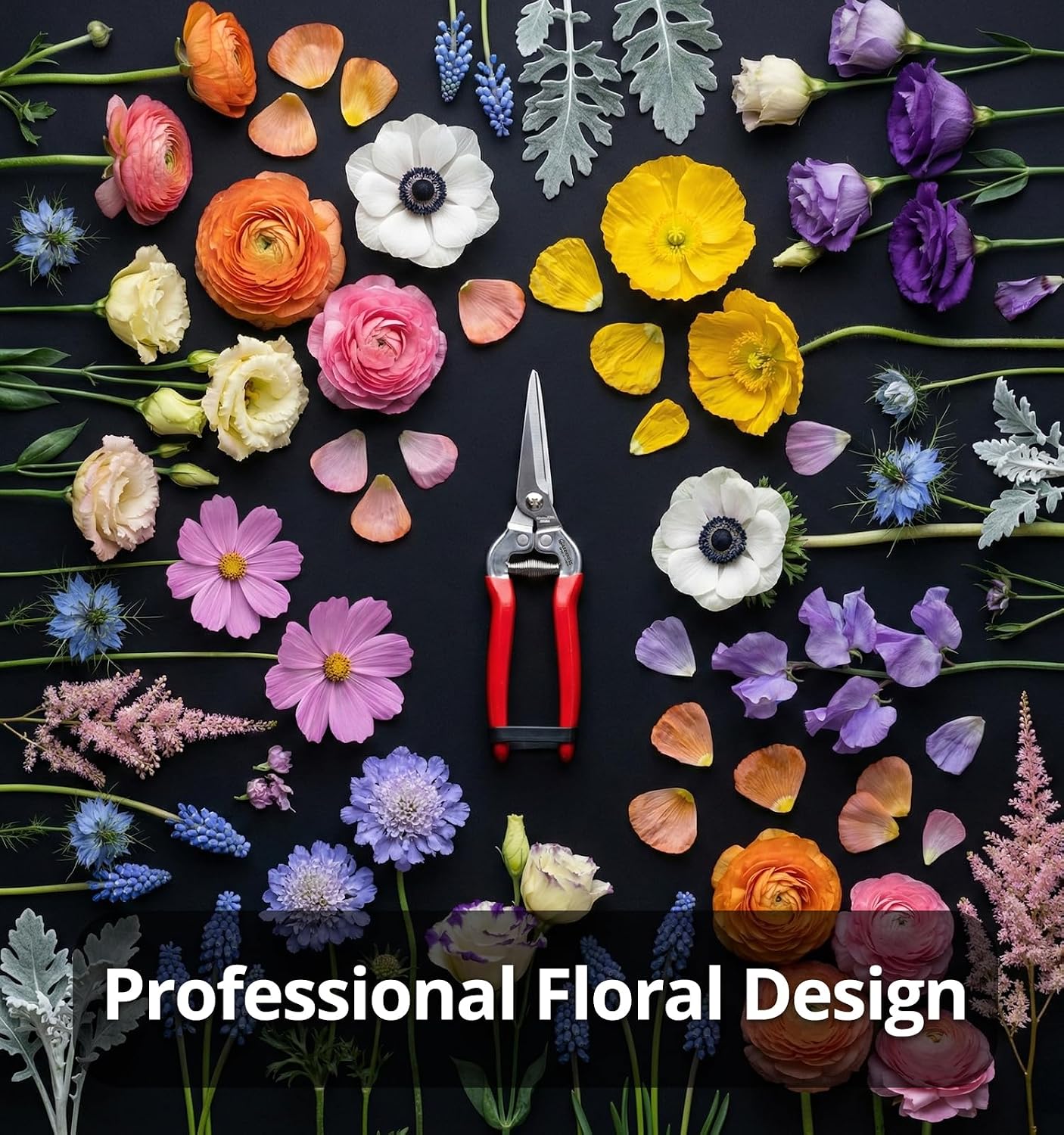 Gardeness 12PCS Pruning Shear Straight Pruning Snip with Stainless Steel Serrated Blade, Adjustable Joint Screw Micro Tip Garden Scissor for Arranging, Trimming, Harvesting Fruit, Vegetables