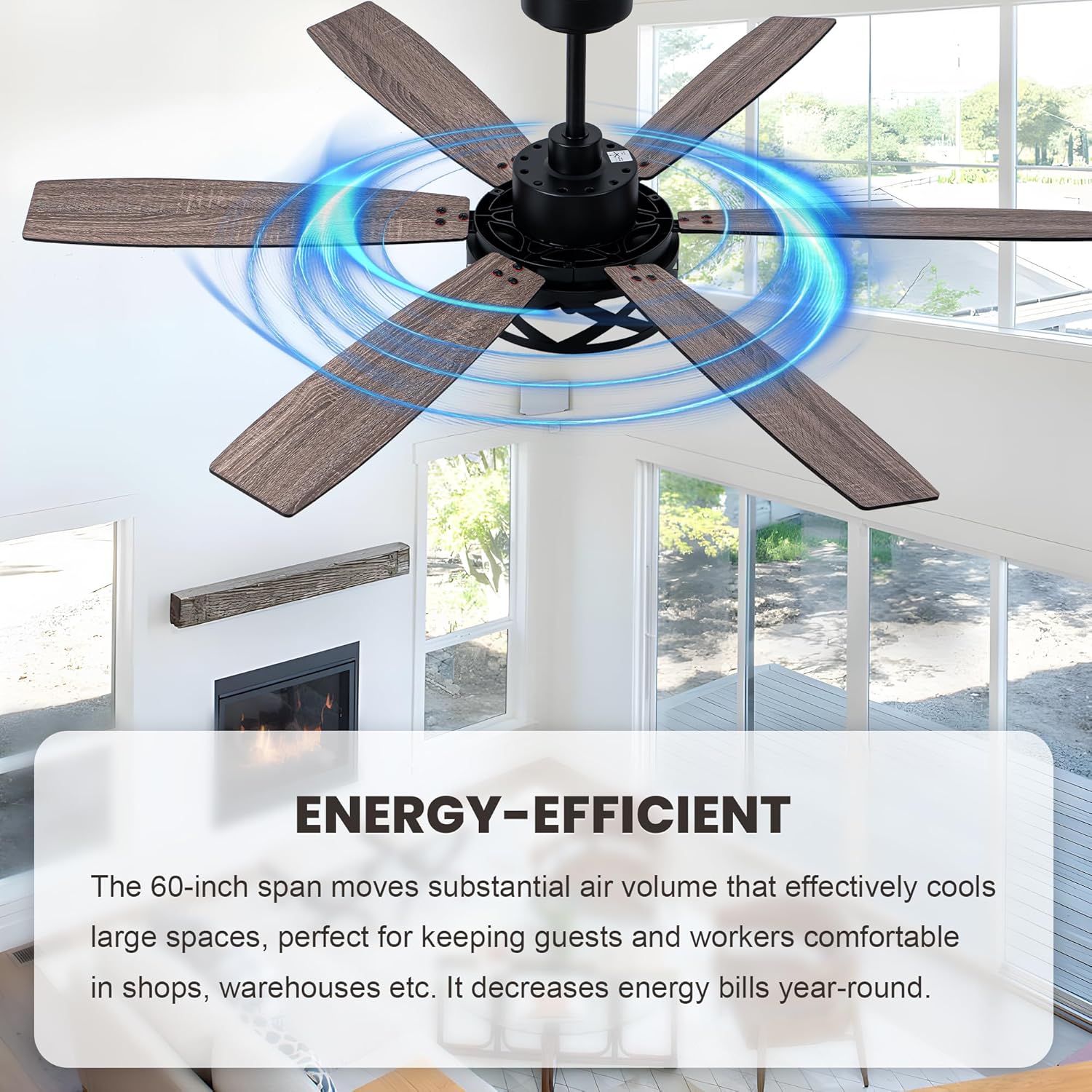 Dawn Whisper 60 Inch Farmhouse Ceiling Fans with Lights and Remote Large Black Caged Rustic Chandelier Ceiling Fan for Bedroom Living Room Quiet and Reversible DC Motor 6 Speeds