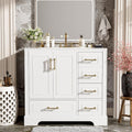 LUMISOL 36'' Bathroom Vanity with Ceramic Sink, Freestanding Vanity with Single Sink, Modern Bathroom Storage Cabinet with Soft Close Doors & Drawers for Guest Bath, Master Suite, Rental, White