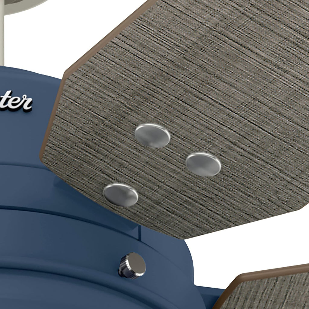 Hunter 52 inch Outdoor or Indoor Ceiling Fan with LED Light - Rustic Ceiling Fan with Pull Chain, For Bedroom, Living Room, or Patio, Standard Mount, No Remote - Mill Valley 50252, Indigo Blue