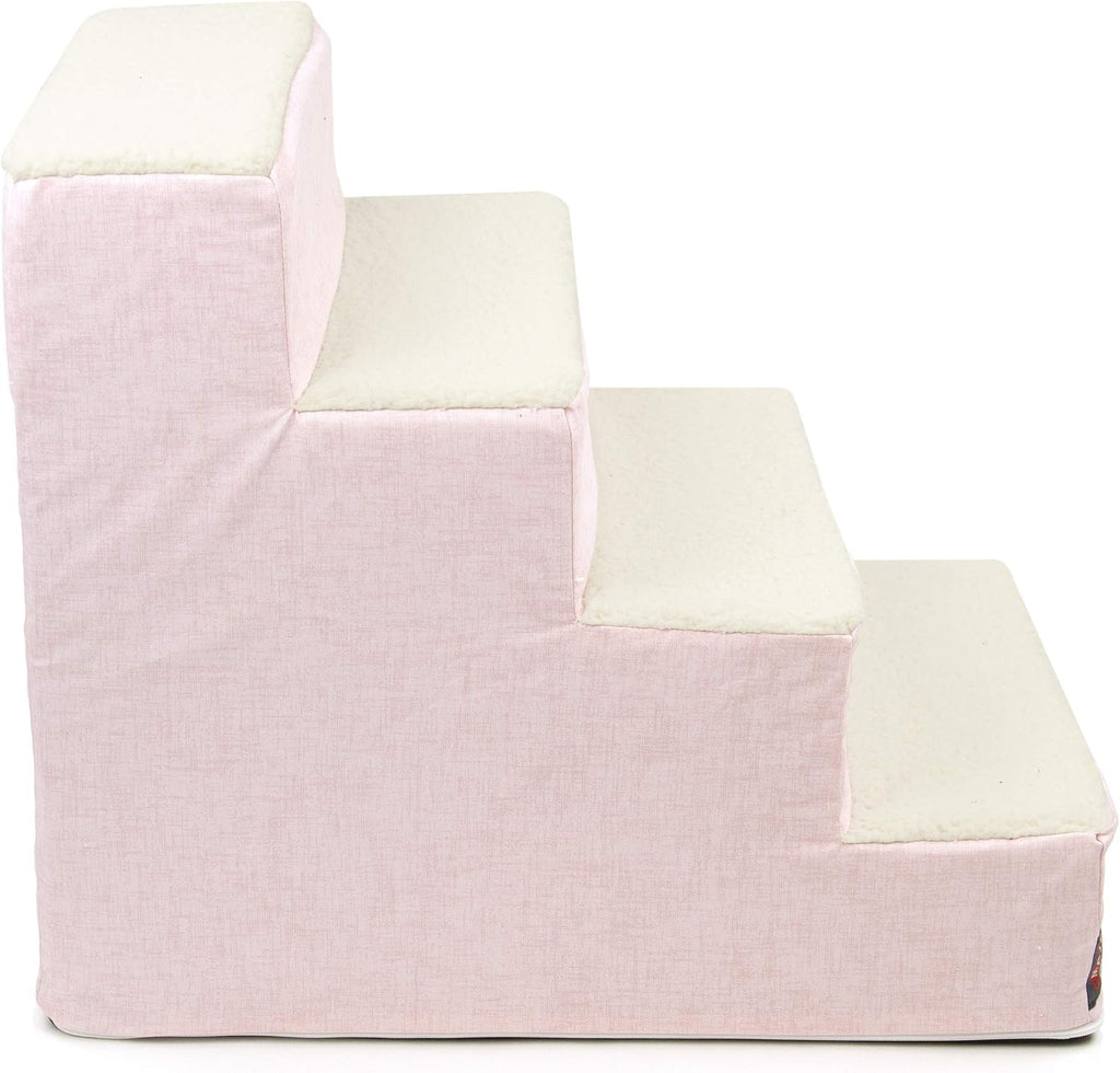 Majestic Pet Portable Pet Stairs | Soft Sherpa Steps Foam Feeling | Steps for Dogs & Cats | Dog & Cat Ramp | Indoor Only | Max Weight: up to 250 Lbs, 4 Step, Jackson Heathered Soft Blush