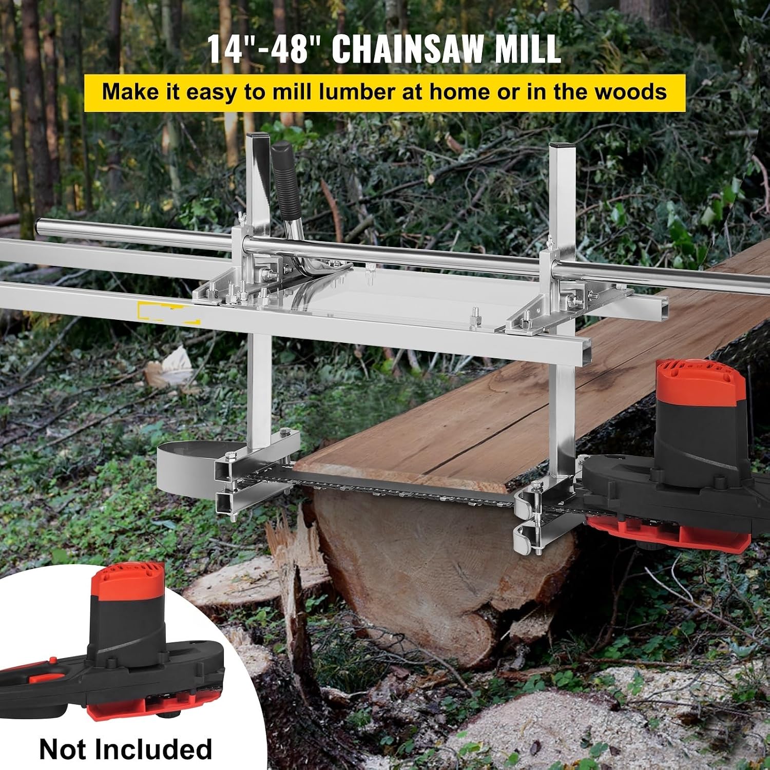 Chainsaw Mill Planking Milling 24 36 48 Inch Guide Bar Wood Lumber Cutting Tools Portable Aluminum Steel Chain Saw Mill, DIY Tools(14-24 Inch)